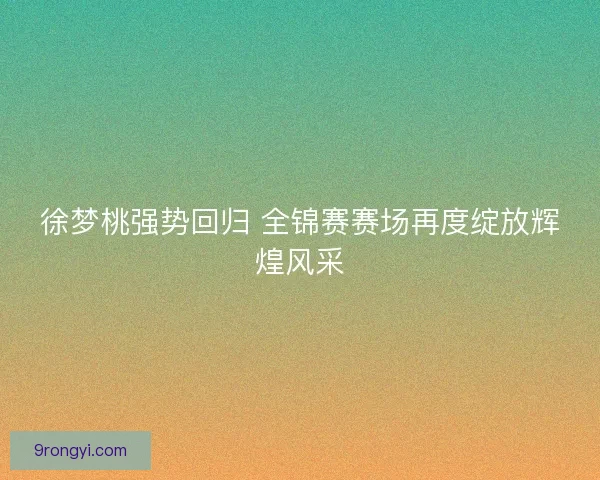 徐梦桃强势回归 全锦赛赛场再度绽放辉煌风采